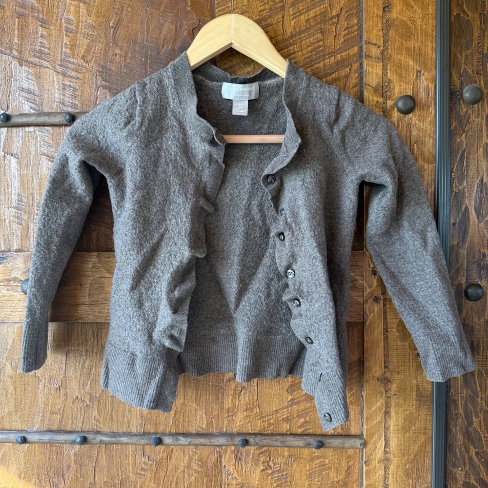 Banana‎ Republic Extra Fine Merino Wool Ruffle Cardigan Brown Womens Medium